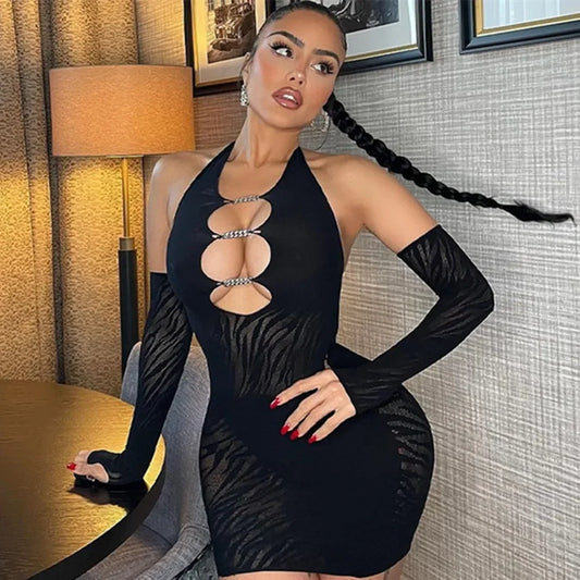Fishnet Sexy Babydoll Slim Mini Lingerie Dress