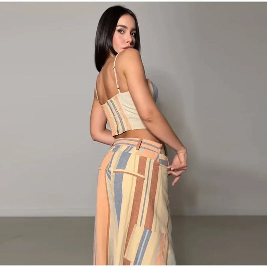 Sexy Print Vest Pants Beach Slash Set
