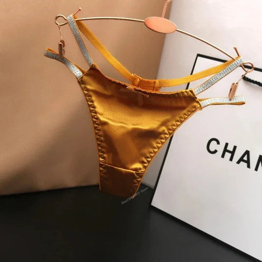 Sexy Silk Satin Cotton Crotch Low Waist Underwear