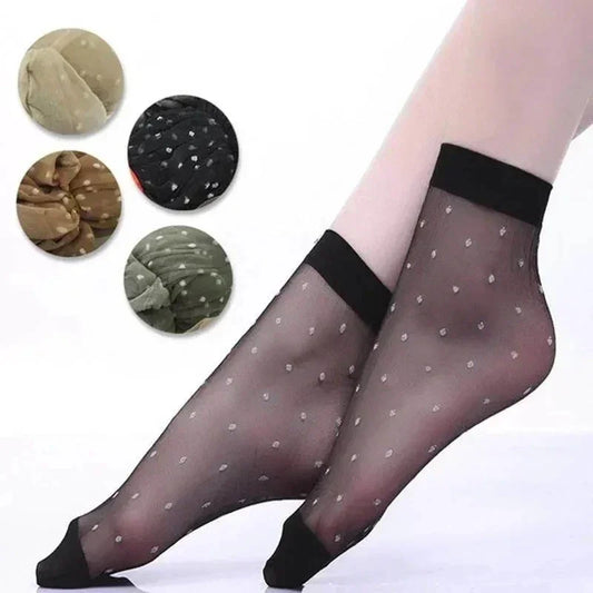 Black Dot Transparent Ultra-thin Crystal Silk Socks
