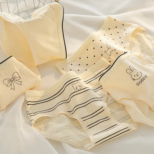 5Pcs/Lot Cotton Sexy Mid-Rise Lingerie