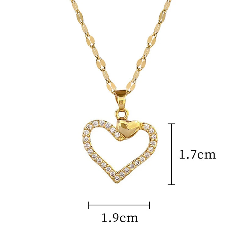 Heart Stainless Steel Zirconia Necklaces
