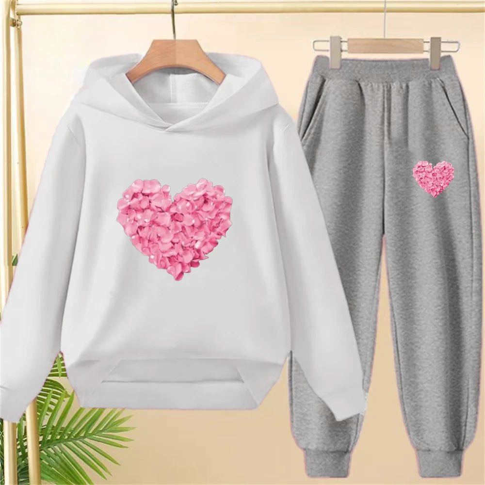 Petals Heart-Shaped Bottom Hoodies Age 3-12 Coat Casual Toddle Sweatshirt