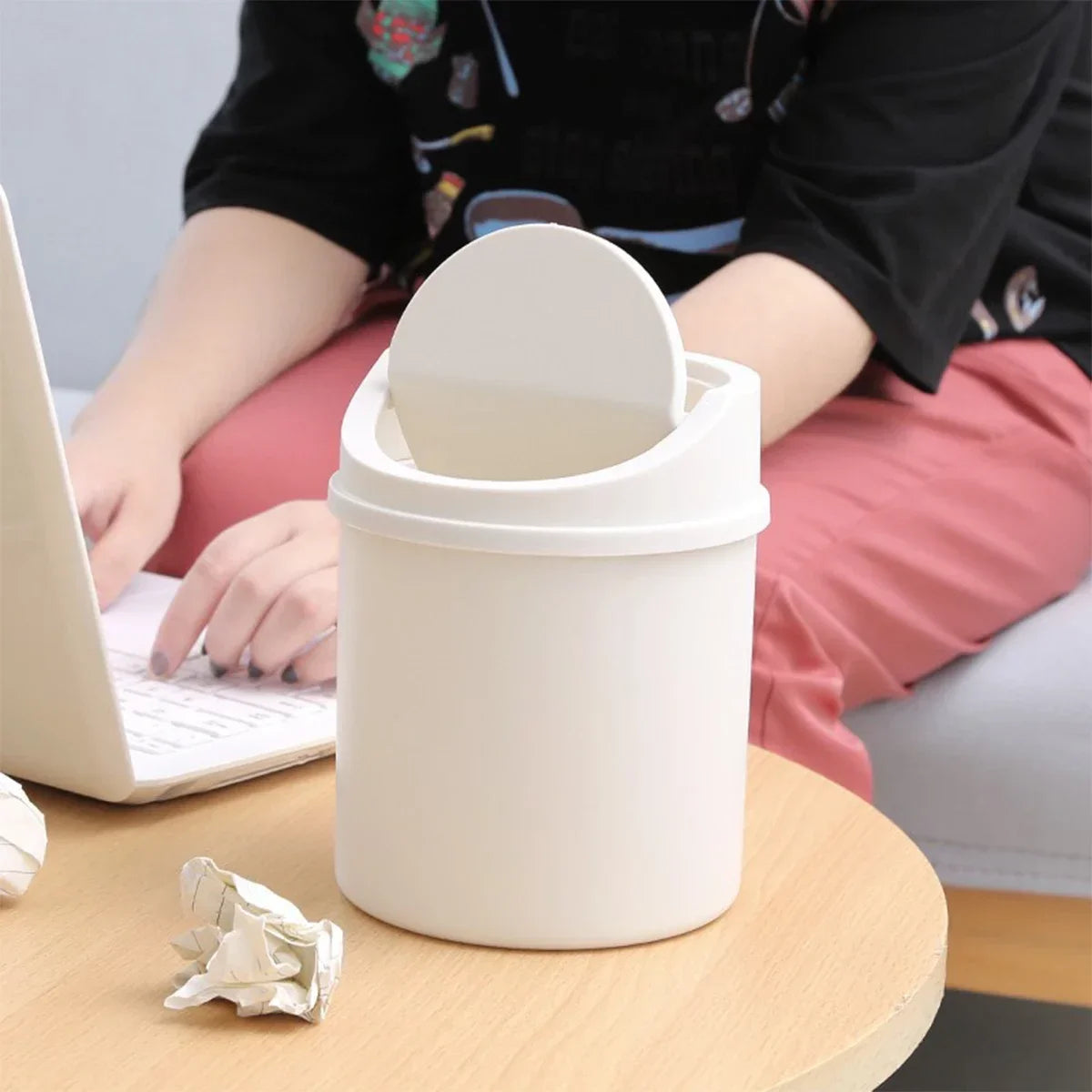1pc-Mini Desktop Bin Small Trash Can Tube