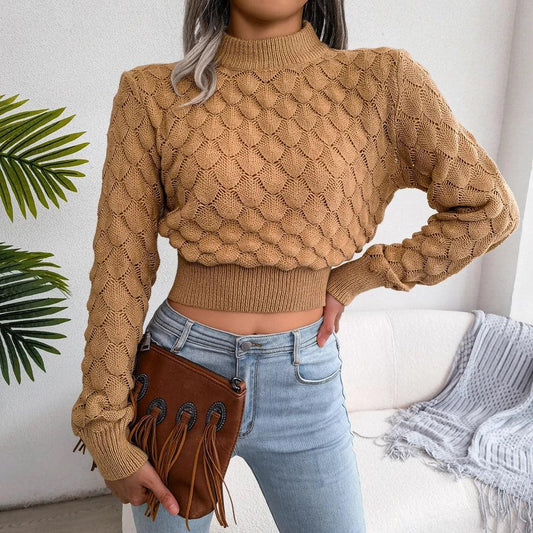 Casual Hollow Out Long Sleeve Knitted Pullovers and Sweaters