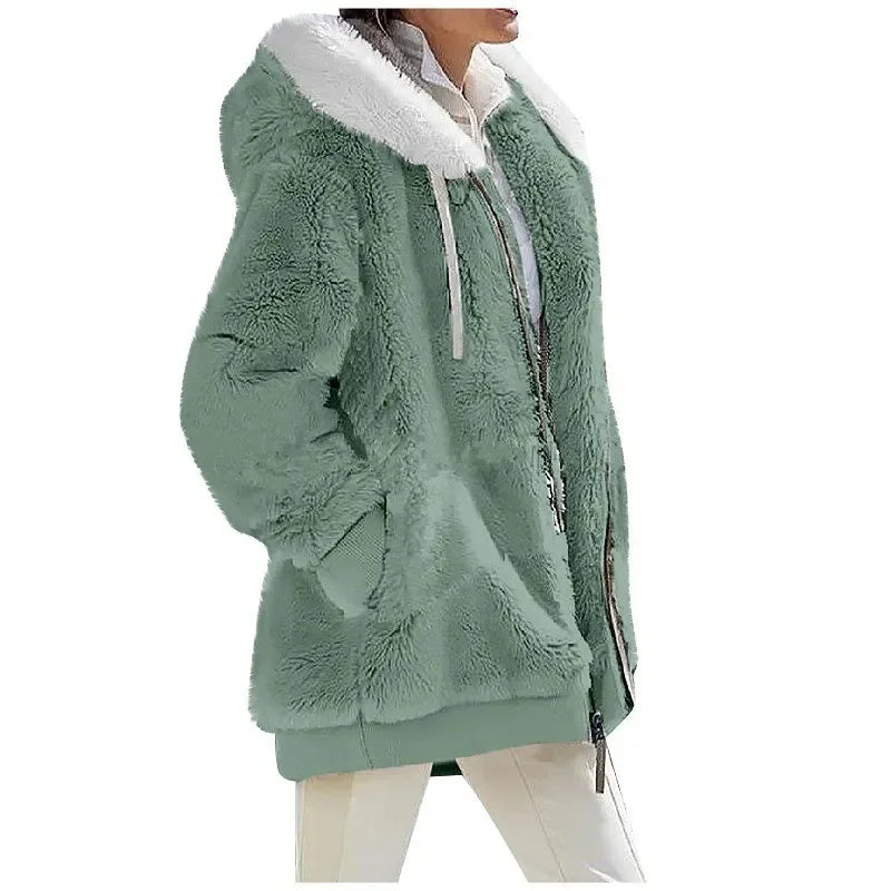 Casual Hooded Zipper Fleece Jacket