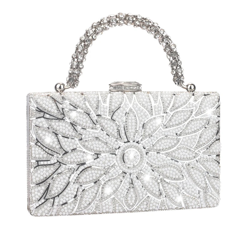 Flower Rhinestones Bead Decoration Clutch Bags