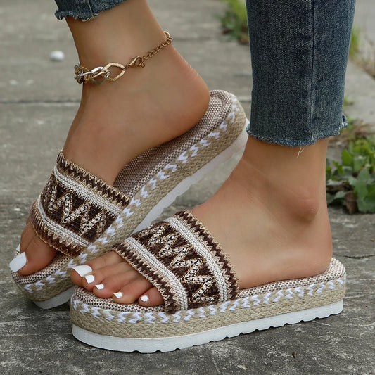 Weave Platform Summer Heeled Bohemian Handmade Slippers