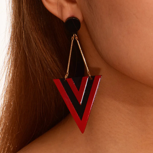 Triangle Long Dangle Geometric Earrings