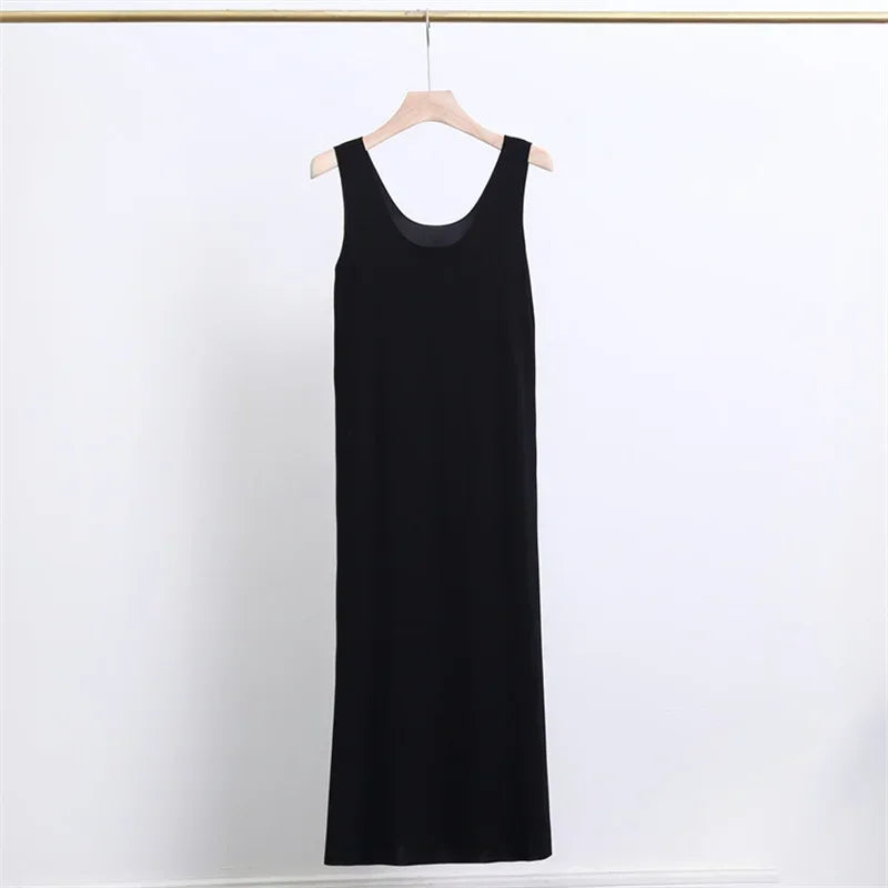 Ice Silk Slips Long Midi Dress