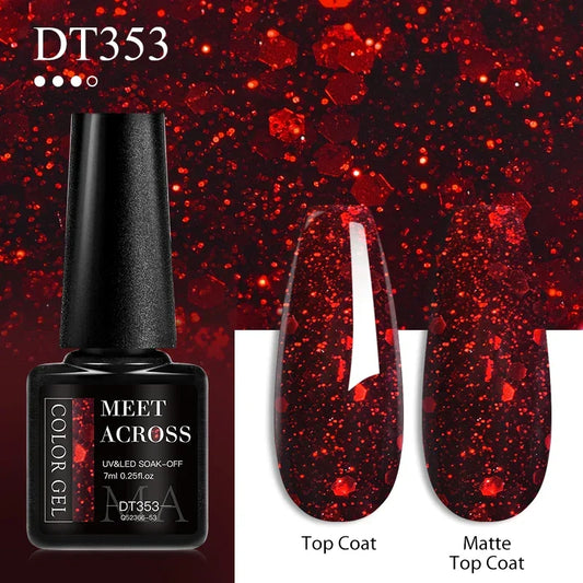 7ml Red Series Gel Nail Polish Glitter