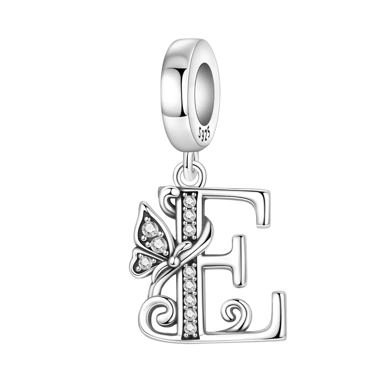 925 Sterling Silver Zircon Butterfly Letter Bracelet