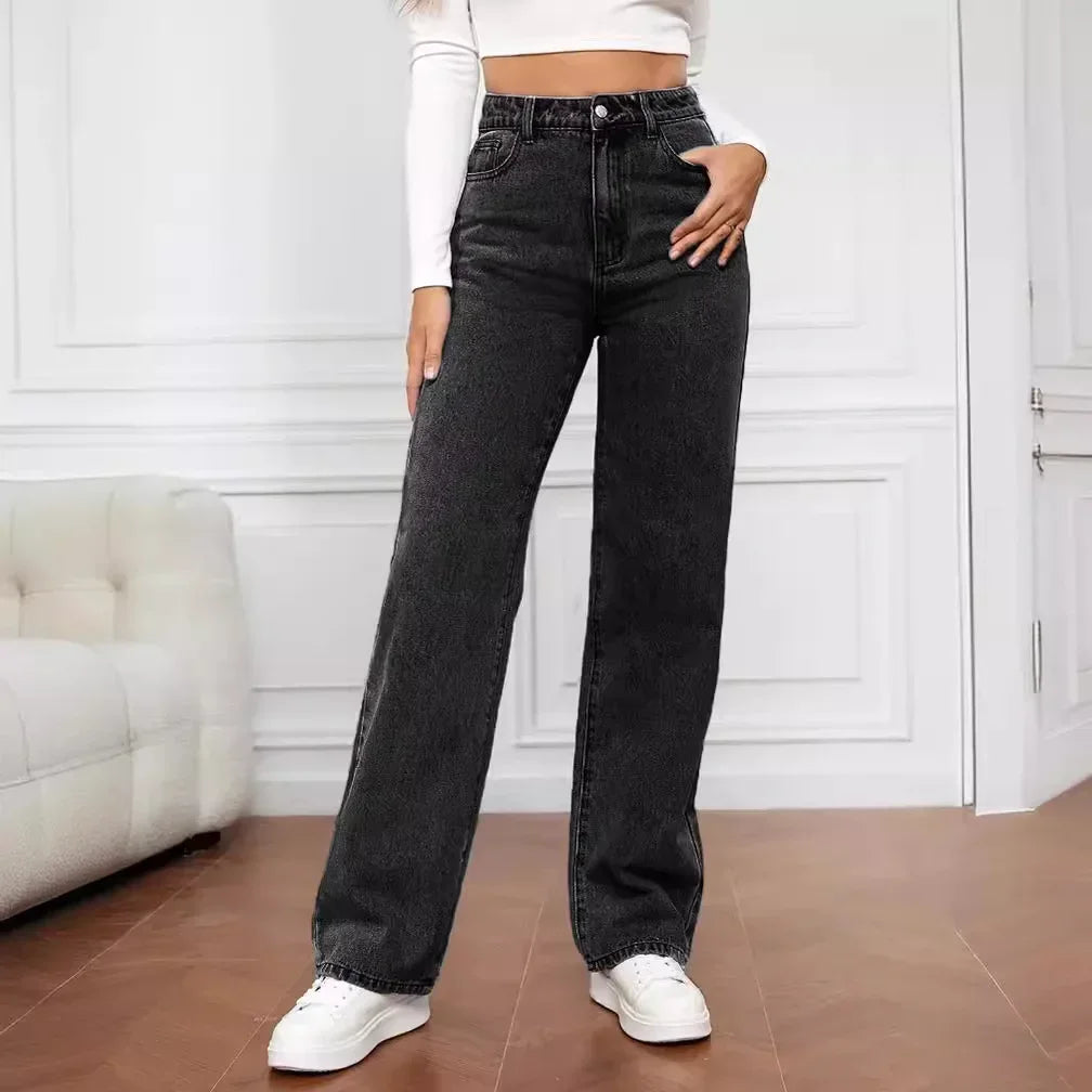 Blue High street baggy straight pants jeans