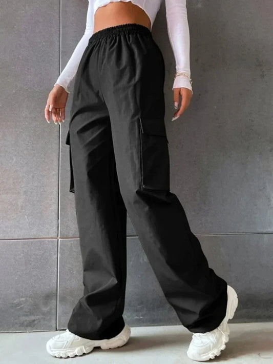 Ripped Baggy Waist Straight Cargo Pants