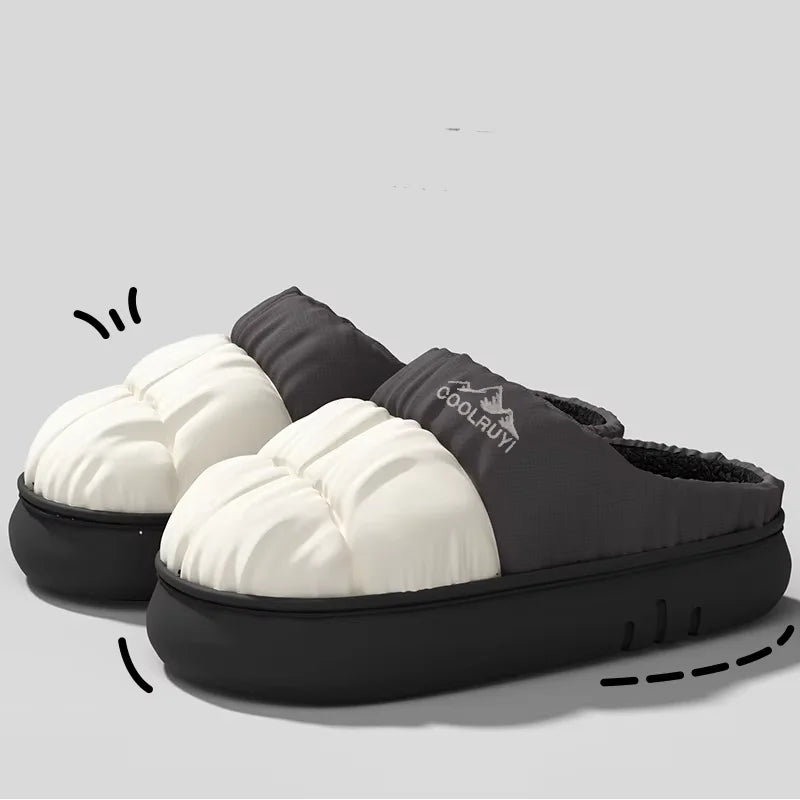 Long Plush Thick Warm Winter Waterproof Unisex Non Slip Cotton Slippers
