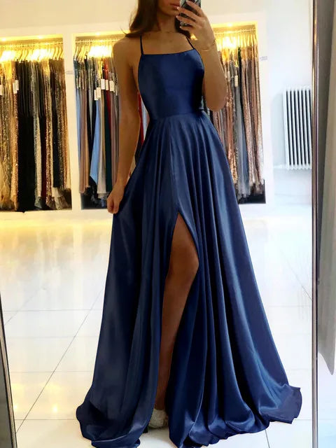 Satin Max Sexy Side Slit Dress
