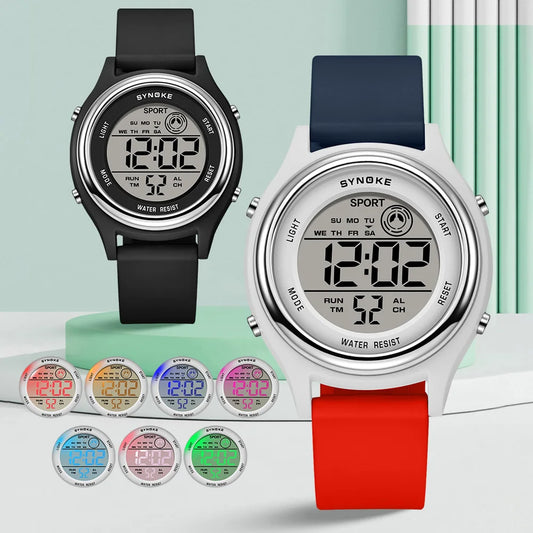 Colorful Seven Lights Sport Digital Waterproof Electronic Watch