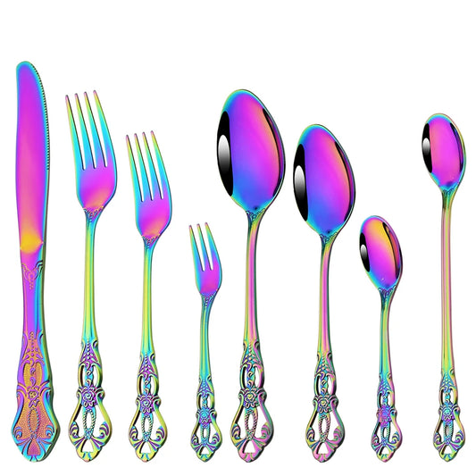 Stainless Steel Cutlery Knife Tea Fork Ice Cream Spoon Tableware Set