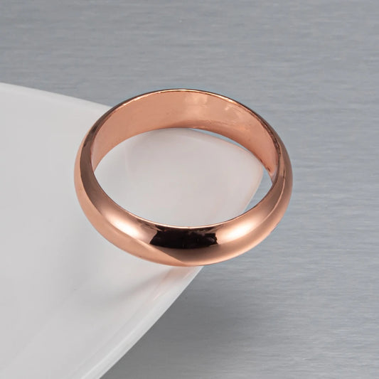 Vinterly 6mm Wide Finger Shiny High Polished Metal Minimalist Copper Ring