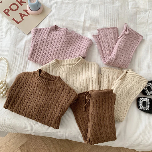 Autumn Spring Korean Style Knitted Clothing Set
