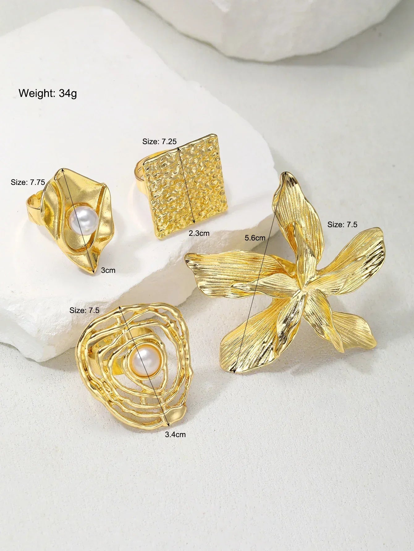DANA 4 Pcs Chunky Ring Set