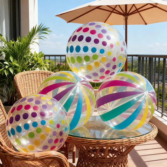 1pc Transparent Colorful Stripe Inflatable Beach Balls Toys