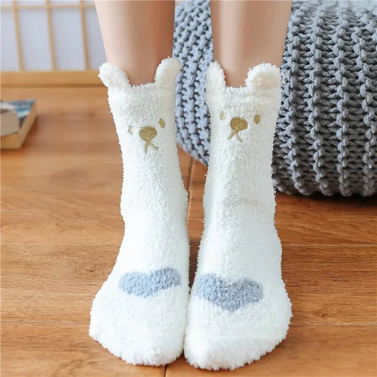 Coral Fleece Sleep Cartoon Heart Socks