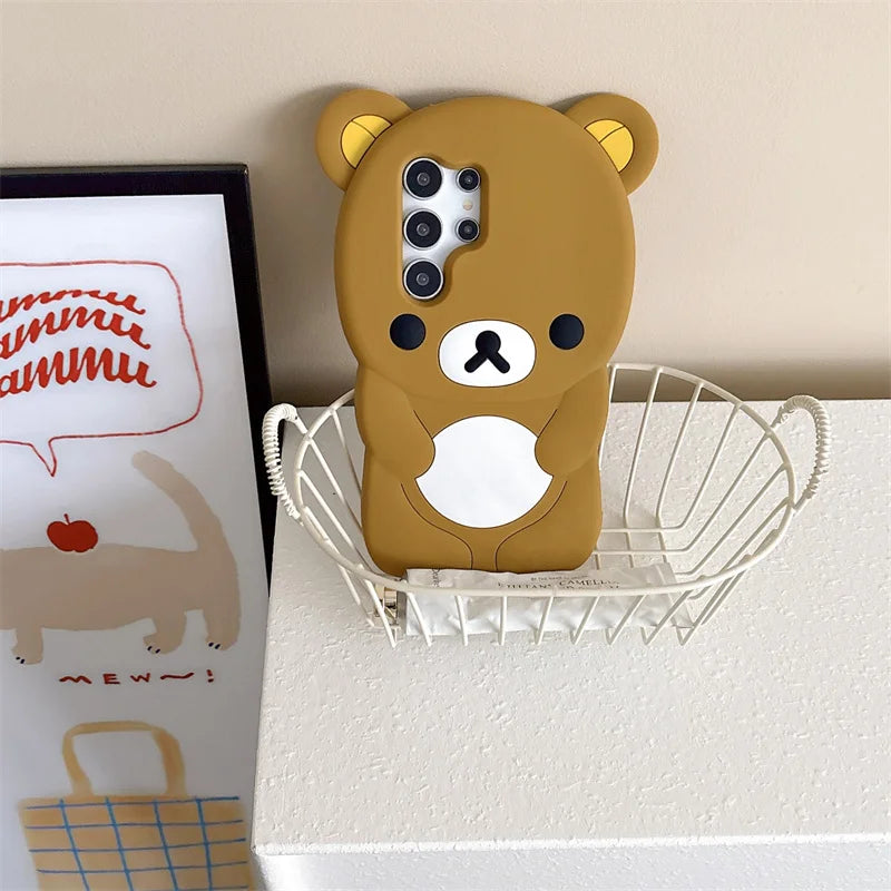 Kawaii Bear Phone Case Samsung Galaxy Cartoon Soft Silicone Cover
