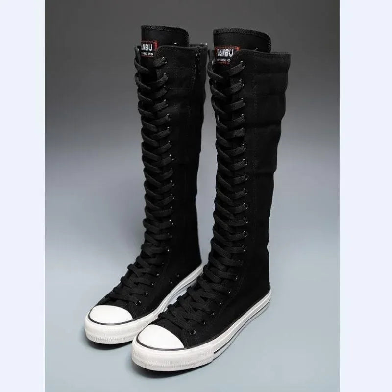 High Top Canvas Korean Long Boot