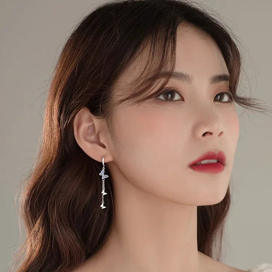 DANA 925 Diamond Butterfly Hoop Earrings