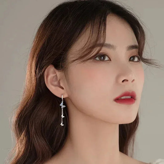 DANA 925 Diamond Butterfly Hoop Earrings