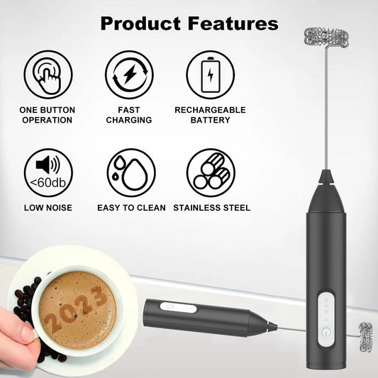Milk Frother USB Rechargeable 3 Speeds Foam Maker