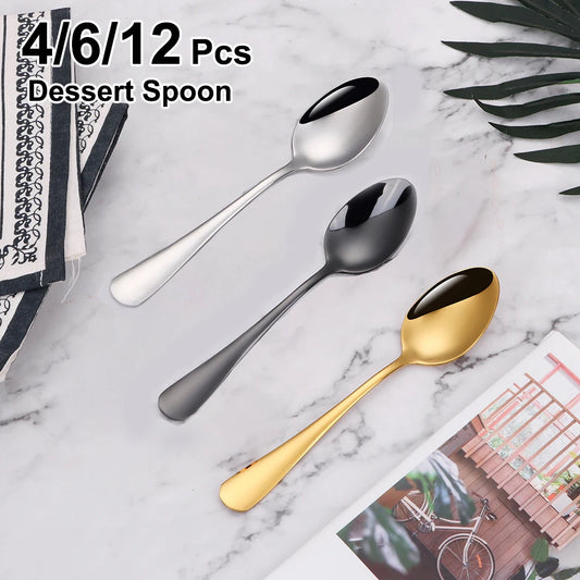 4/6/12 Pieces Gold Dessert Stirring Spoons Set