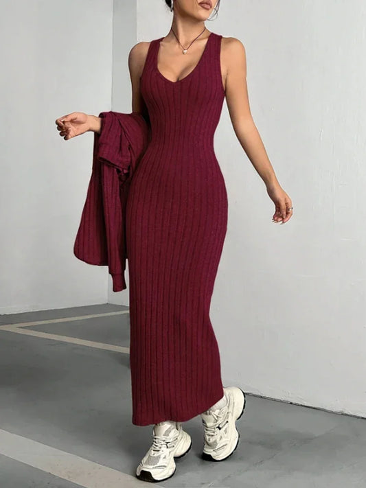 Loose Long Sleeved Red Dress