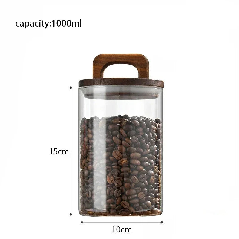 Clear Glass Jar with Bamboo Lid Sealed Canister Food Storage Container