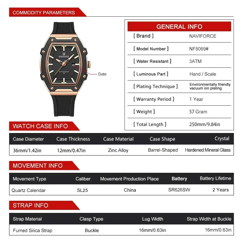 Reloj de pulsera DANA de cuarzo y silicona