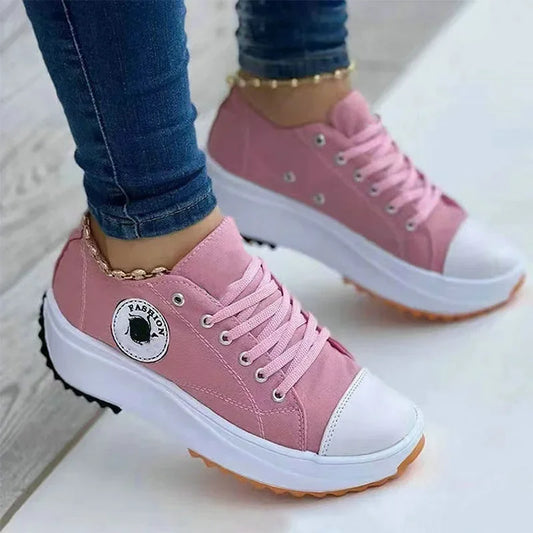 Canvas Casual Flat Lace-up Sneakers