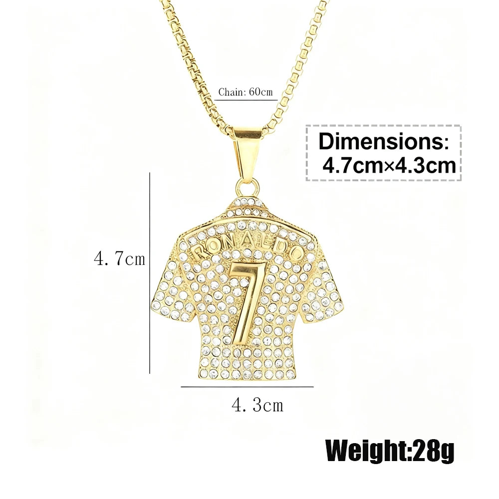 Hip Hop Style Number 7 Jersey Zircon Pendant Alloy Necklace