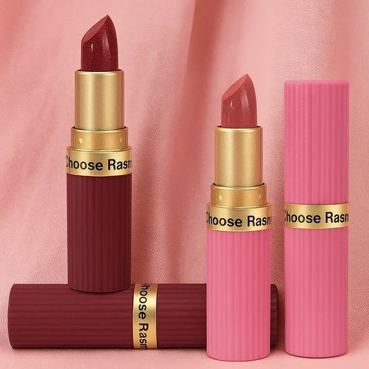 Pearlescent Pink Glitter Velvet Lipstick Metallic Waterproof Makeup Cosmetic