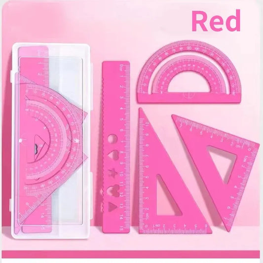 4pcs Metal Drafting Set With Storage Box Students Measure Ruler Set