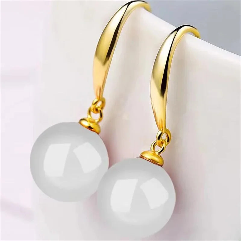 Green Hotan Natural Stone 18k Gold 925 Silver Stud Earring