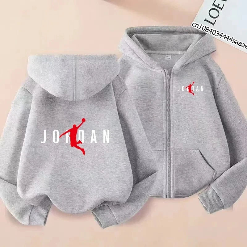 Zipper Style Hoodie 3-12Yrs Casual Sports Sweatshirt