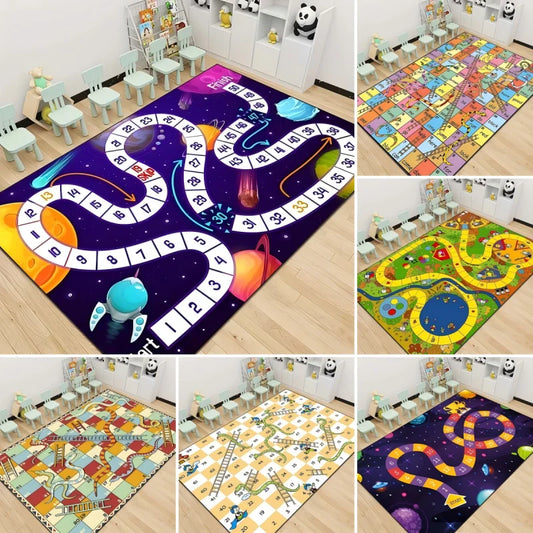 Snakes and Ladders Game Pattern Carpet Floor Mat