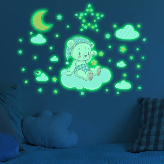 Cartoon Bunny Balloon Luminous Wall Stickers