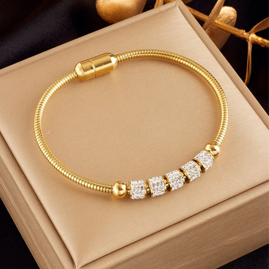 DANA Stainless Steel Gold Rhinestone Bracelet