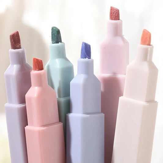 6pcs/set Pastel Color Highlighter Kawaii Stationery Color Marker