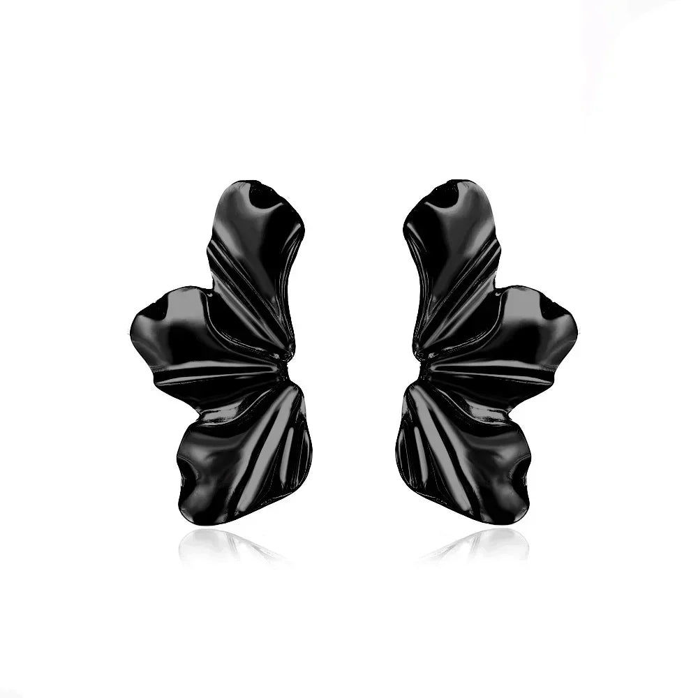 Stainless Steel Half Flower Stud Earrings