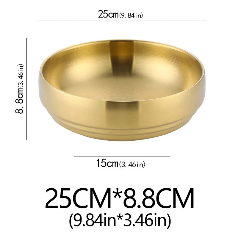 Stainless Steel Double Layer Cold Noodle Salad Bowl Fruit Bowl