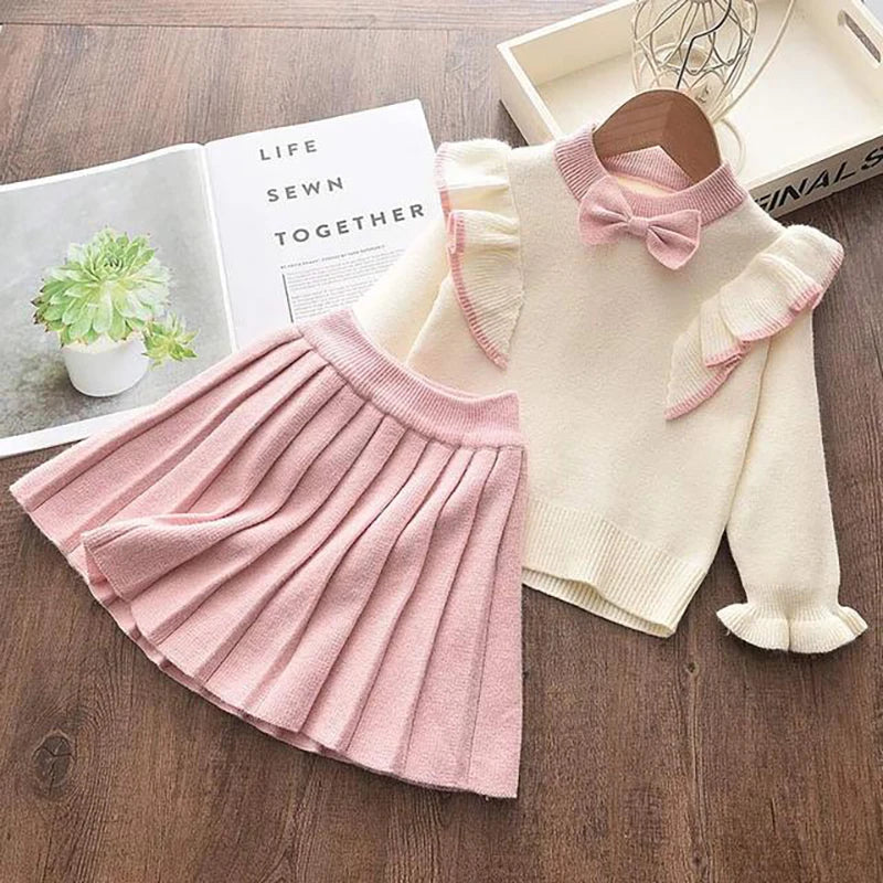Knitting Kids Suit Winter Long Sleeves Princess Dress