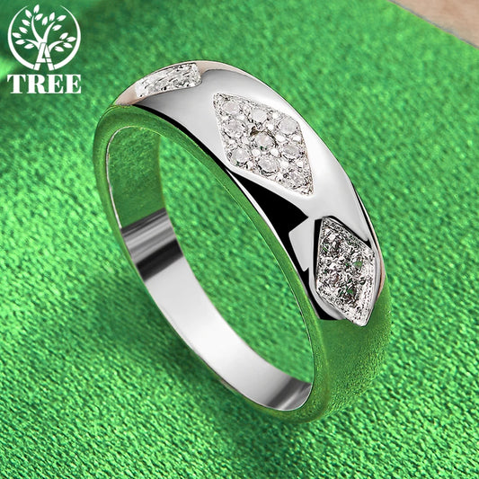 925 Sterling Silver Shiny Rhombus Zircon Ring